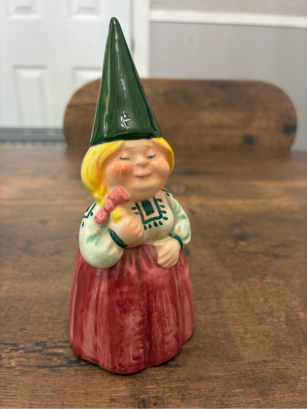 Vintage 1979 Unieboek B.V. Girl Gnome Bell Figurine